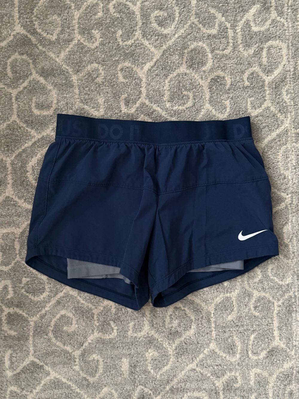 Nike Navy Kids Performance Running Shorts with Swoosh